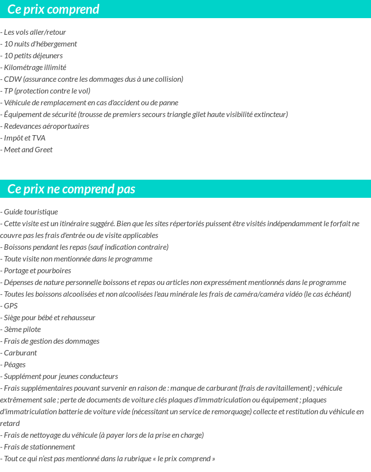Conditions tarifaires