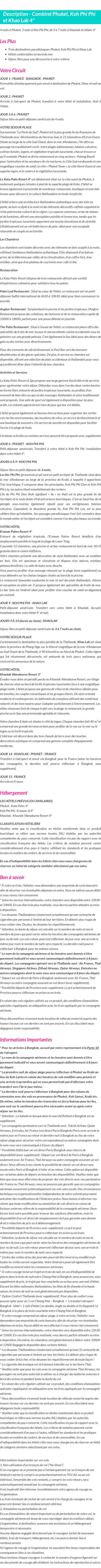 Détails du séjour