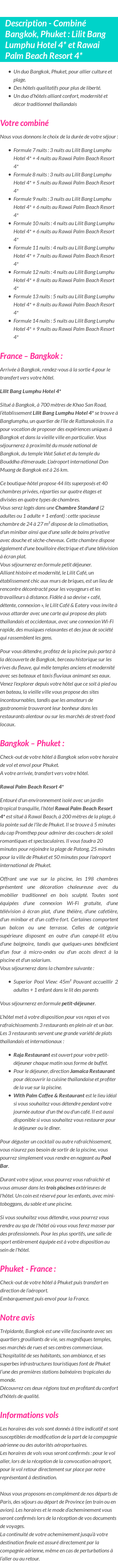 Détails du séjour