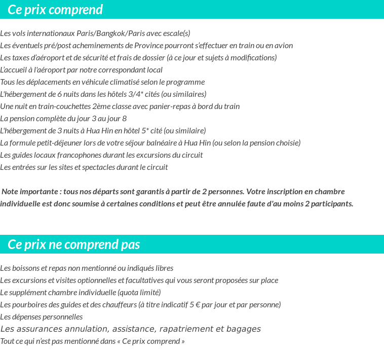 Conditions tarifaires