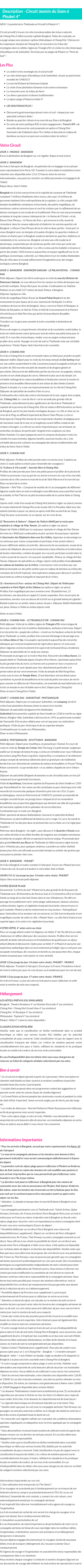 Détails du séjour