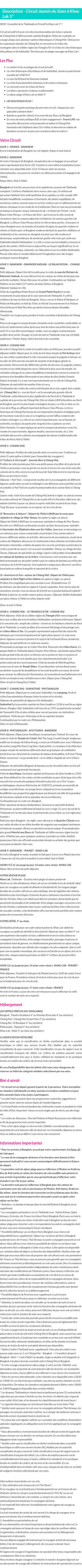 Détails du séjour