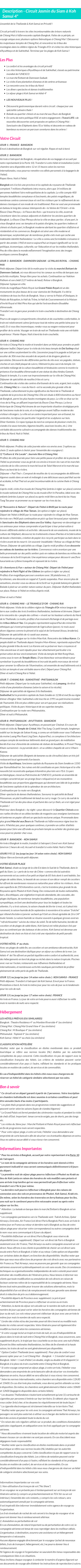 Détails du séjour