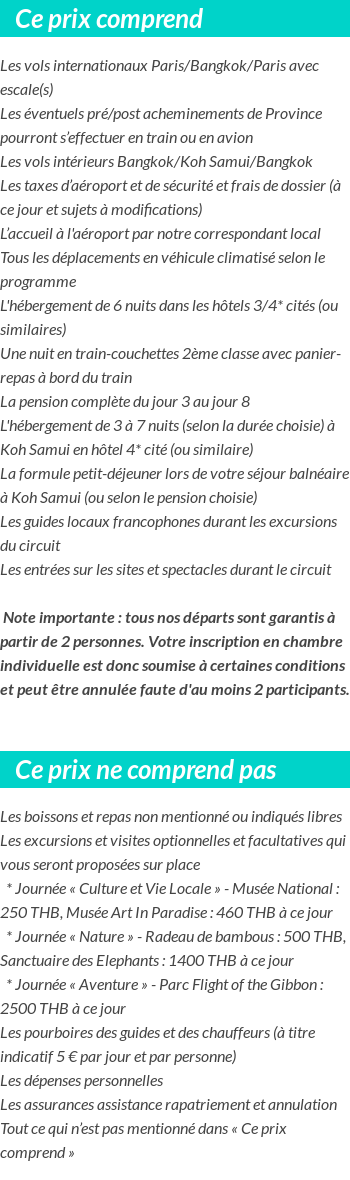 Conditions tarifaires