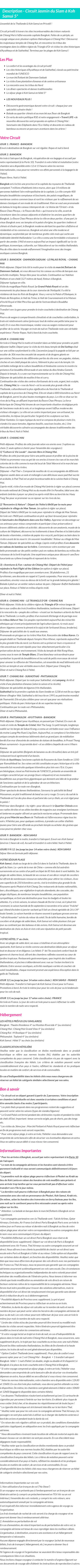 Détails du séjour