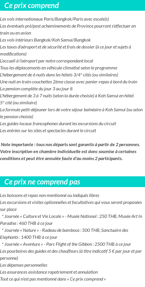 Conditions tarifaires