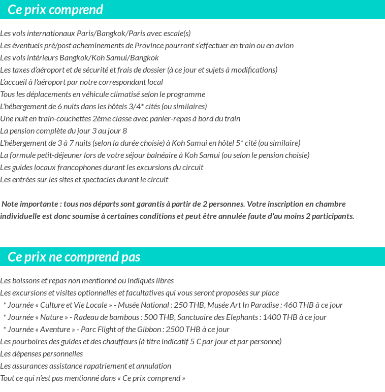 Conditions tarifaires