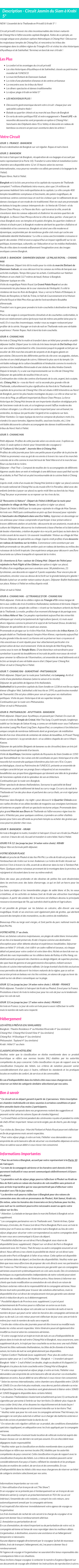 Détails du séjour