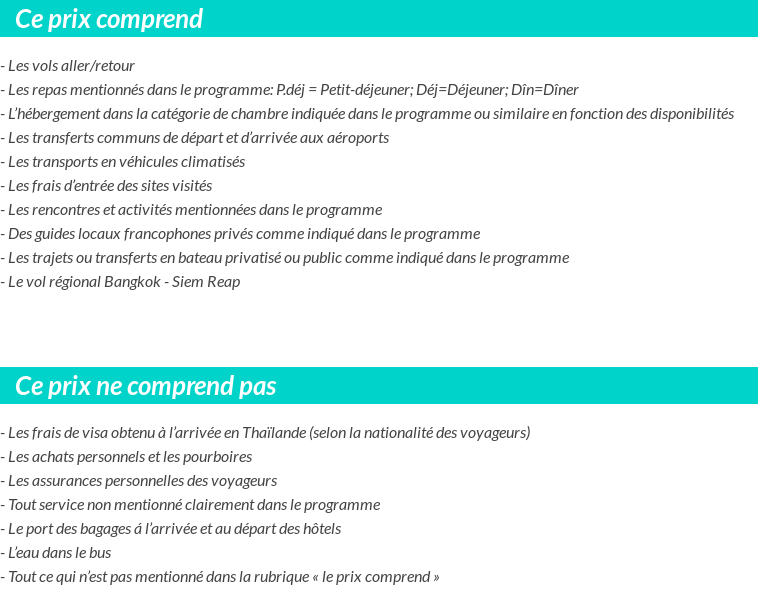 Conditions tarifaires