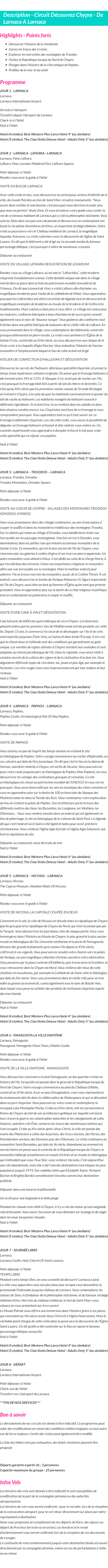 Détails du séjour