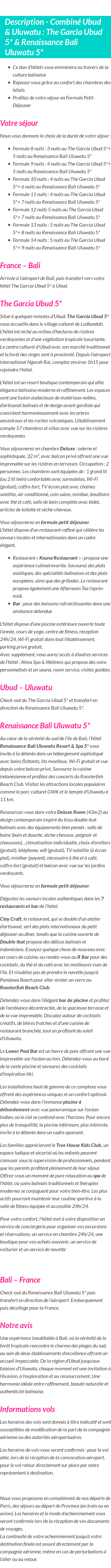 Détails du séjour