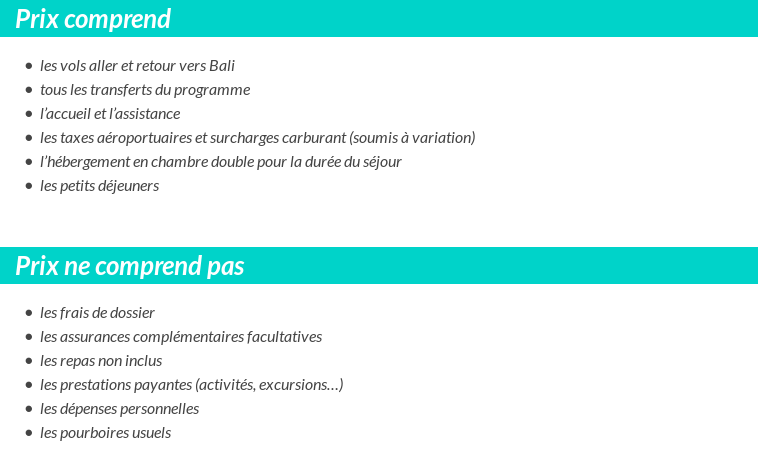 Conditions tarifaires