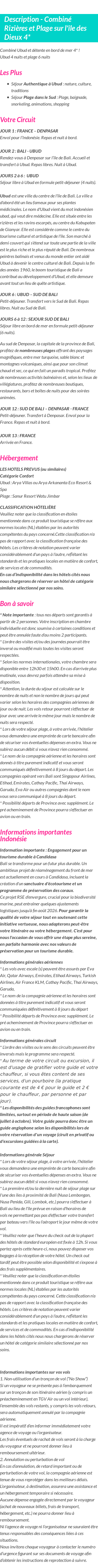 Détails du séjour