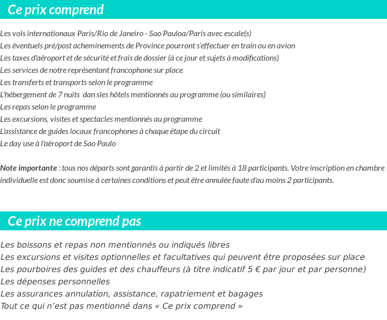 Conditions tarifaires