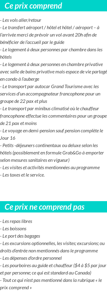 Conditions tarifaires