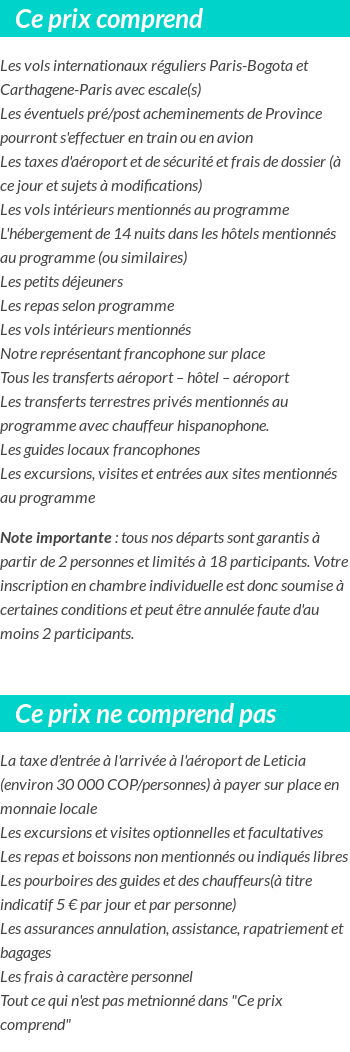 Conditions tarifaires