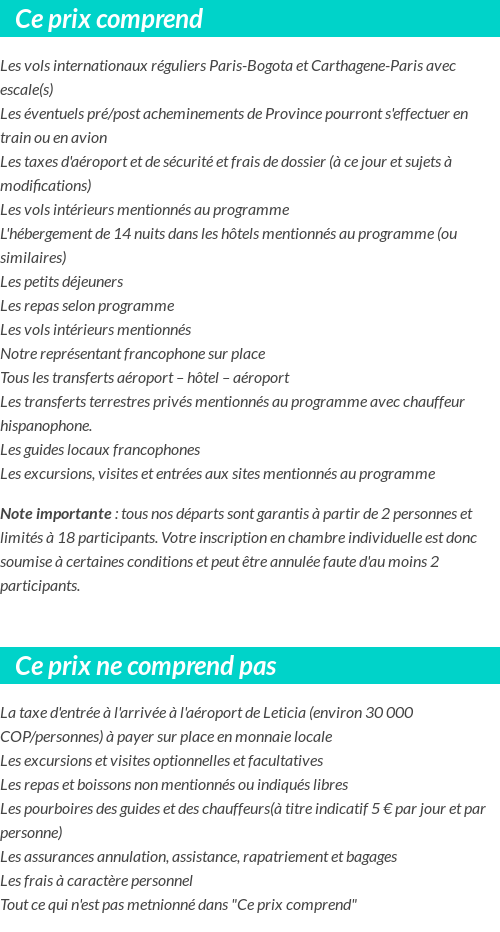 Conditions tarifaires