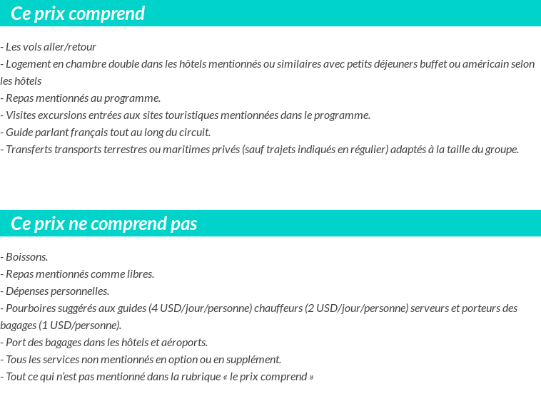 Conditions tarifaires