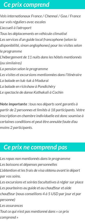 Conditions tarifaires