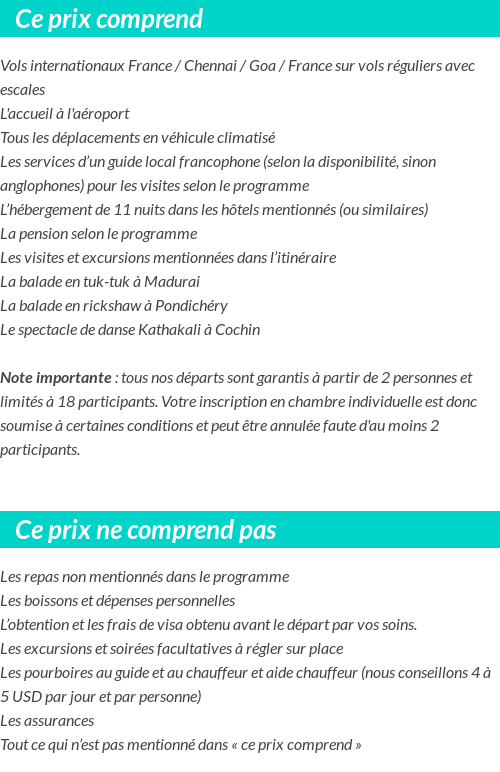 Conditions tarifaires