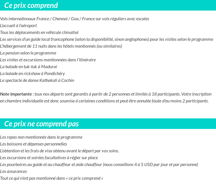 Conditions tarifaires