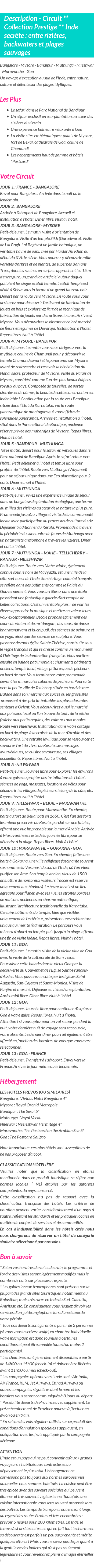 Détails du séjour
