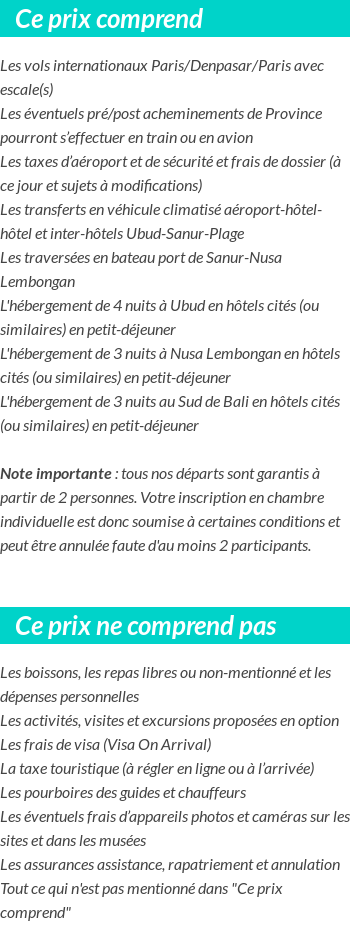 Conditions tarifaires
