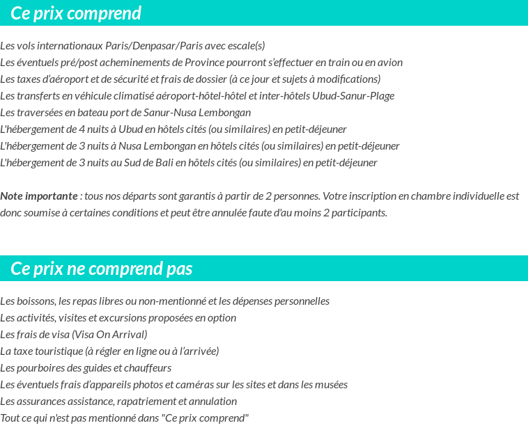 Conditions tarifaires