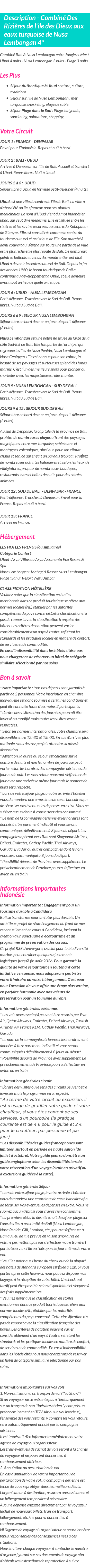 Détails du séjour