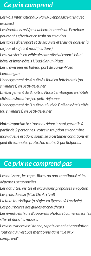 Conditions tarifaires