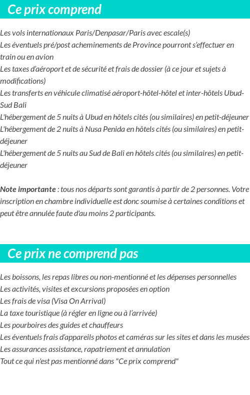 Conditions tarifaires