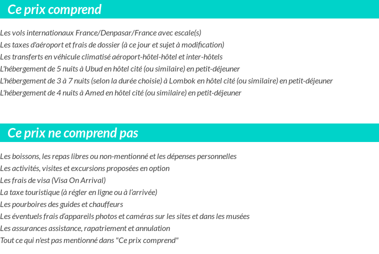 Conditions tarifaires