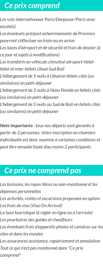 Conditions tarifaires