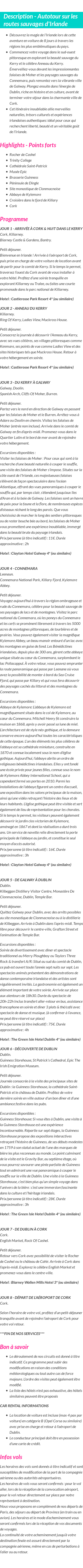 Détails du séjour