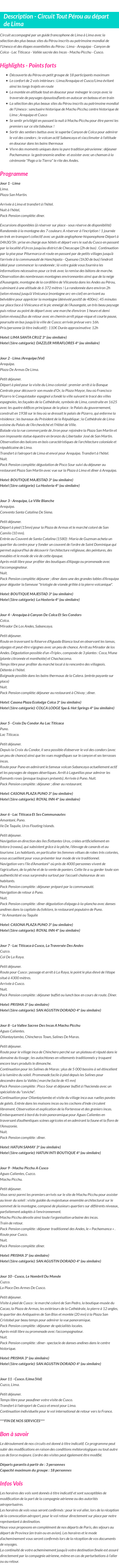 Détails du séjour
