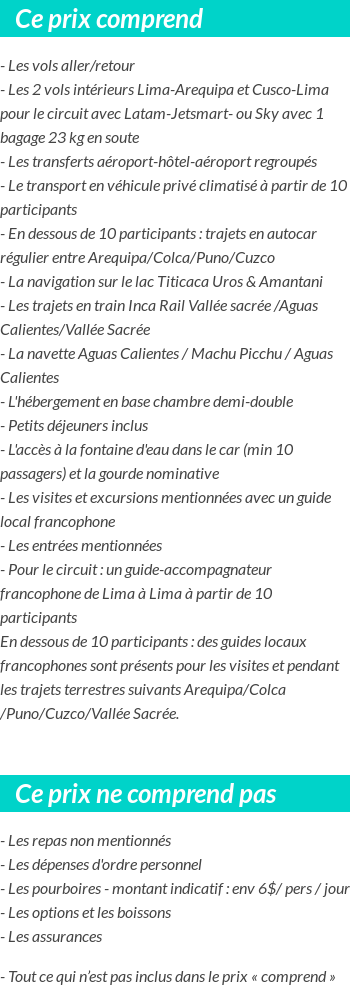Conditions tarifaires