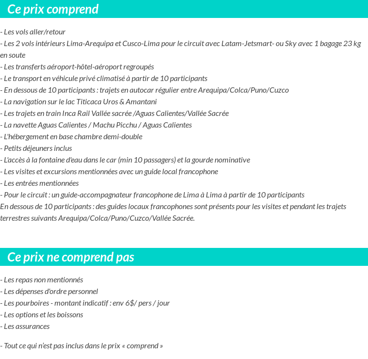 Conditions tarifaires