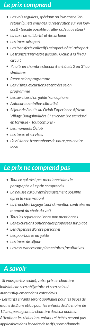Conditions tarifaires