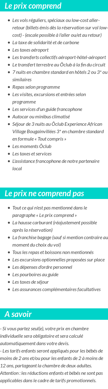 Conditions tarifaires