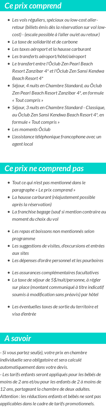 Conditions tarifaires