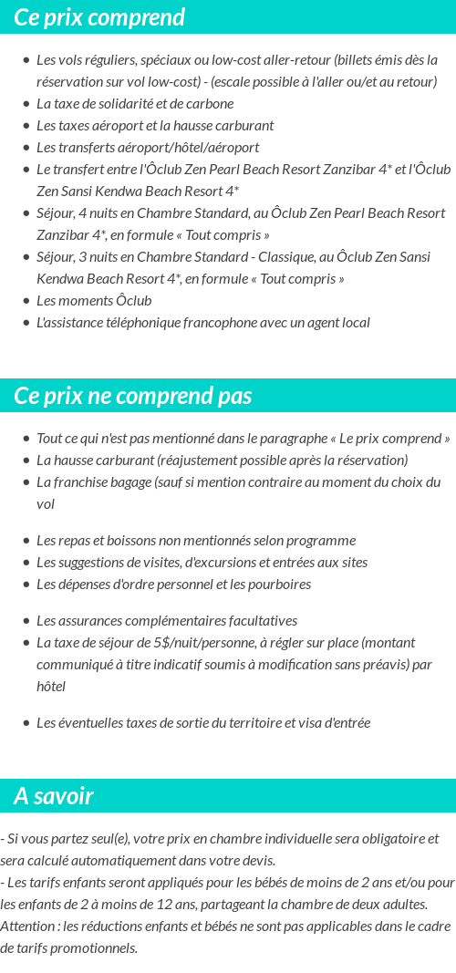 Conditions tarifaires