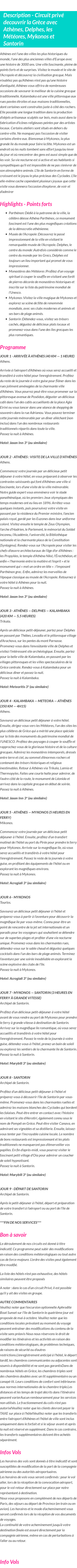 Détails du séjour