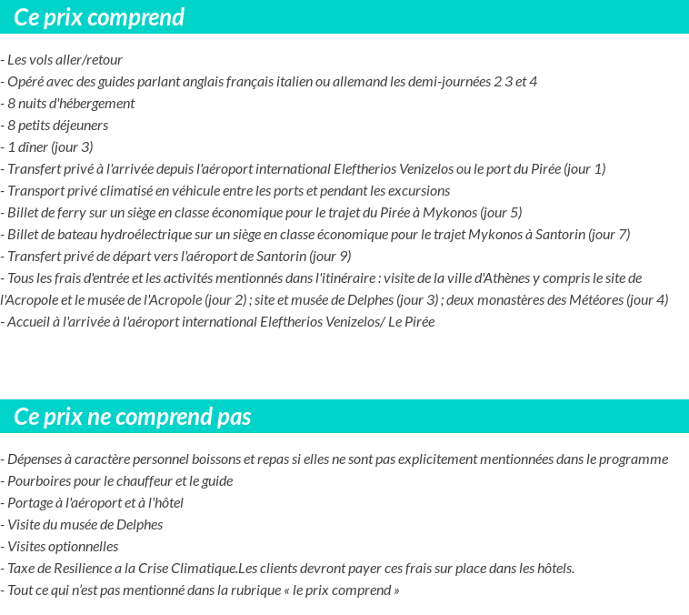 Conditions tarifaires