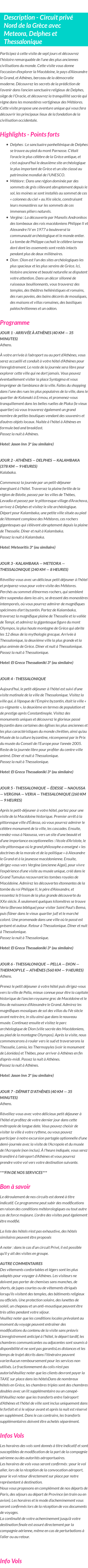 Détails du séjour