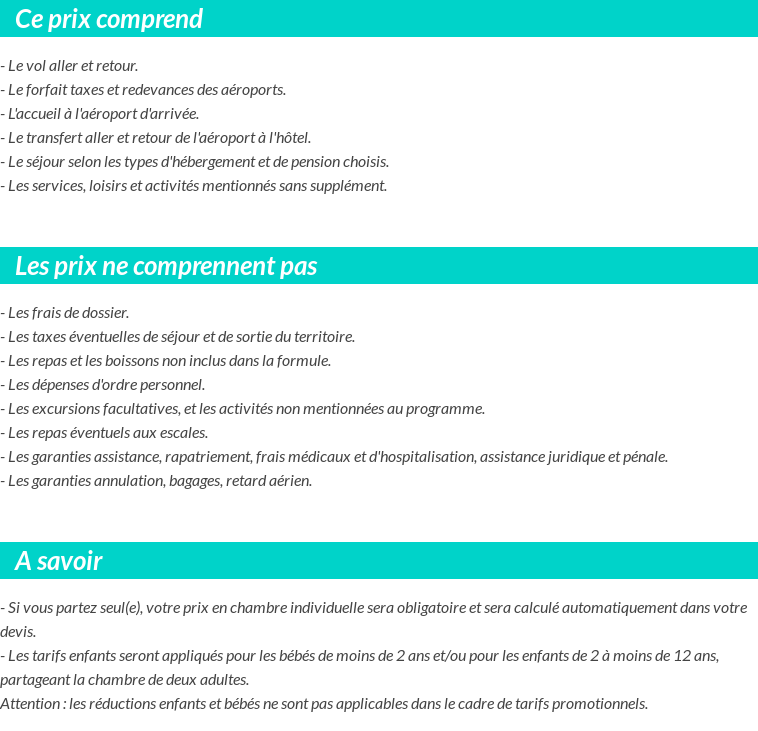 Conditions tarifaires