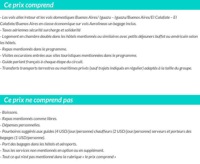 Conditions tarifaires