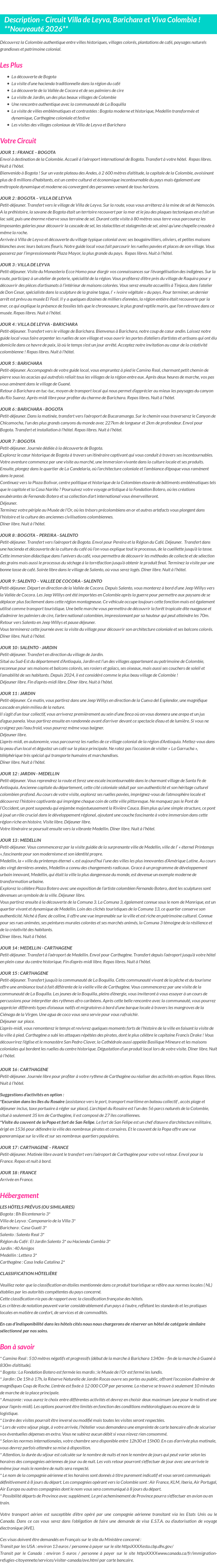 Détails du séjour