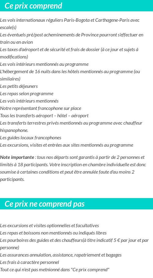 Conditions tarifaires