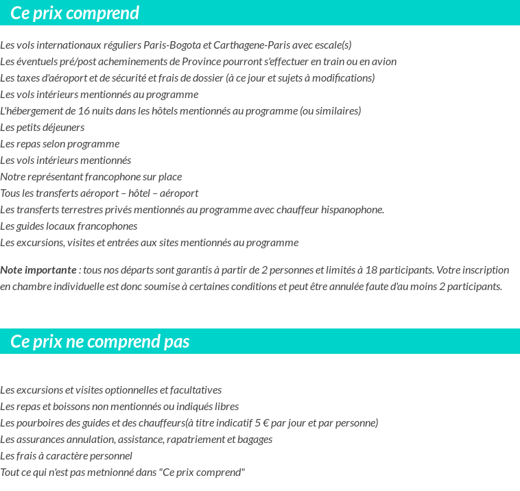 Conditions tarifaires