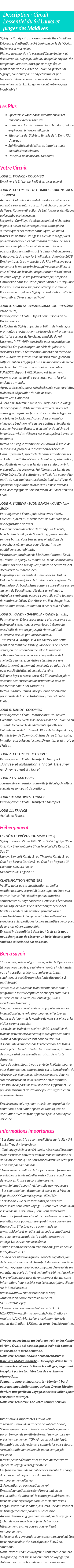 Détails du séjour